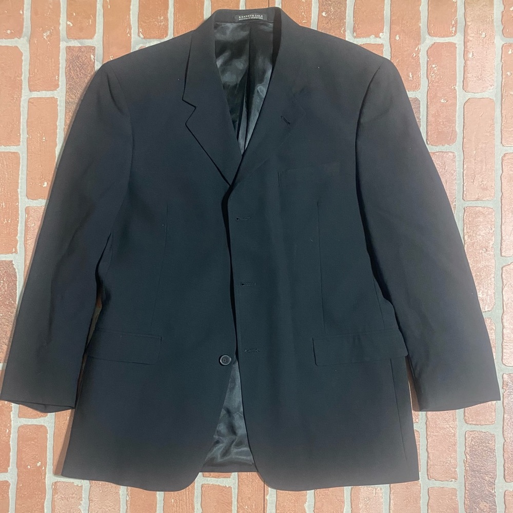 Kenneth Cole, black, three button blazer, 44L